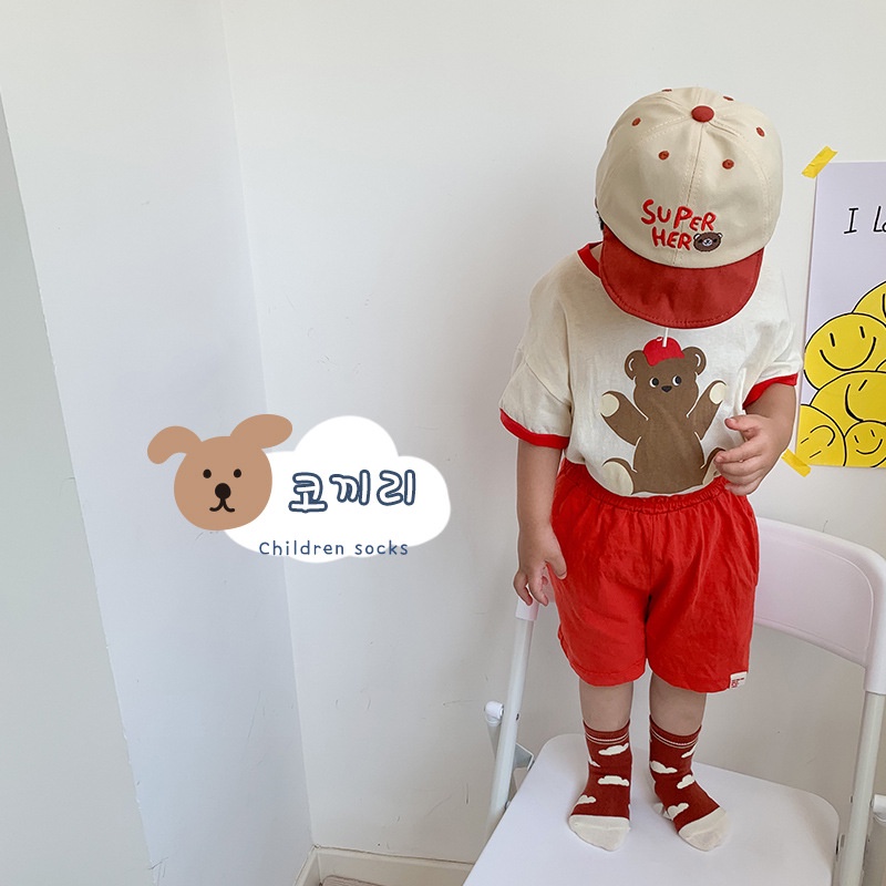 Bộ 5 đôi tất KokoroCare MS-15 in hình mặt cười hoạt hình bằng cotton chải kỹ M/L/XL cho trẻ 3-12 tuổi