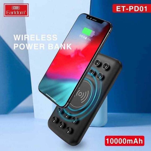 Sạc dự phòng không dây 10.000 mAh PD cao cấp, có LED báo % pin, 2 cổng USB, sạc nhanh, BẢO HÀNH 2 NĂM