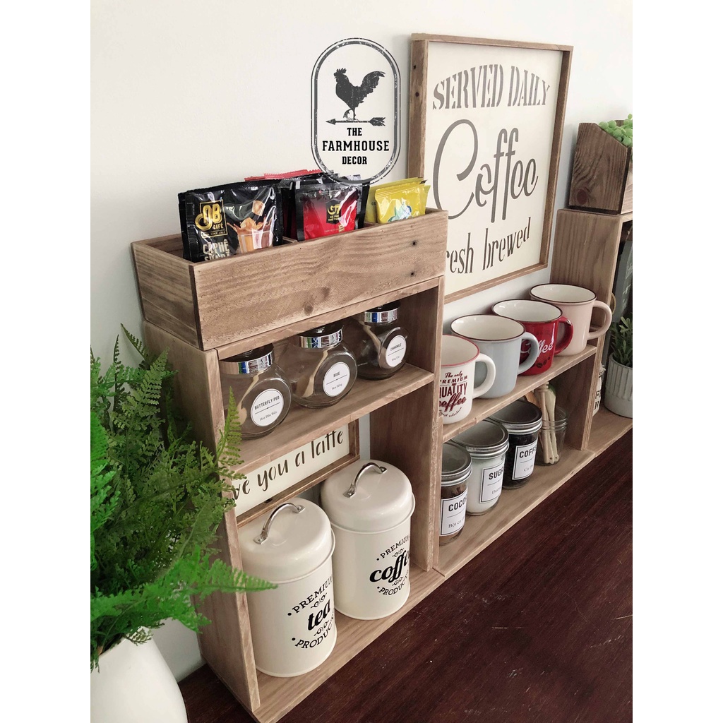 Bộ Kệ Gỗ Có Thể Xếp Chồng Dành Cho Quầy Pha Chế, Quầy Cà Phê Và Trà