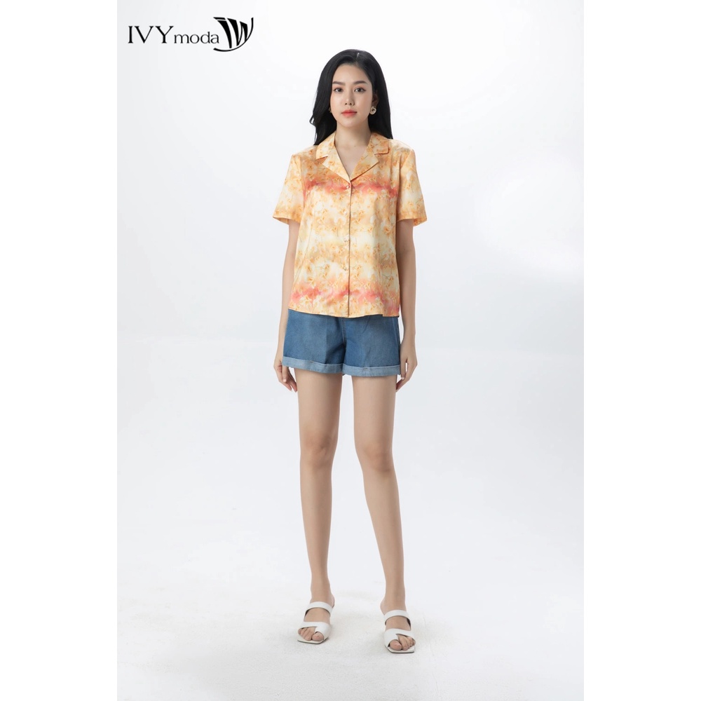 Áo sơ mi nữ hoa lụa IVY moda MS 16M7443