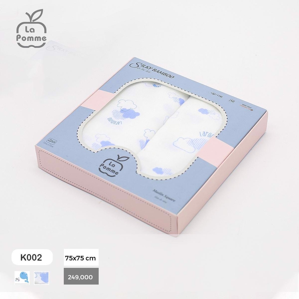 SET 2 KHĂN ĐA NĂNG SỢI TRE LỤA La Pomme 75X75