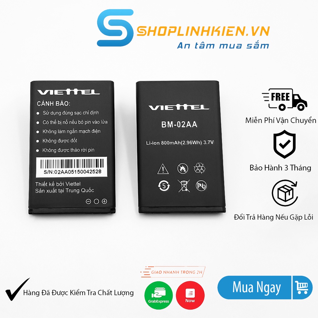 Pin Nokia BM-02AA Cho Các Dòng Máy Nokia, Viettel , Philips 1280, 110i...