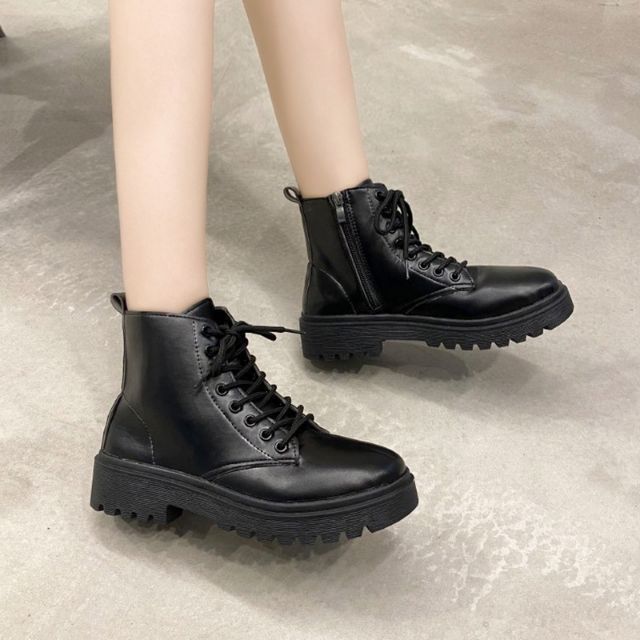 (SẴN 1 SỐ SIZE) Giày BOOT Da Nữ Đế 4 phân Khoá kéo SÀNH ĐIỆU