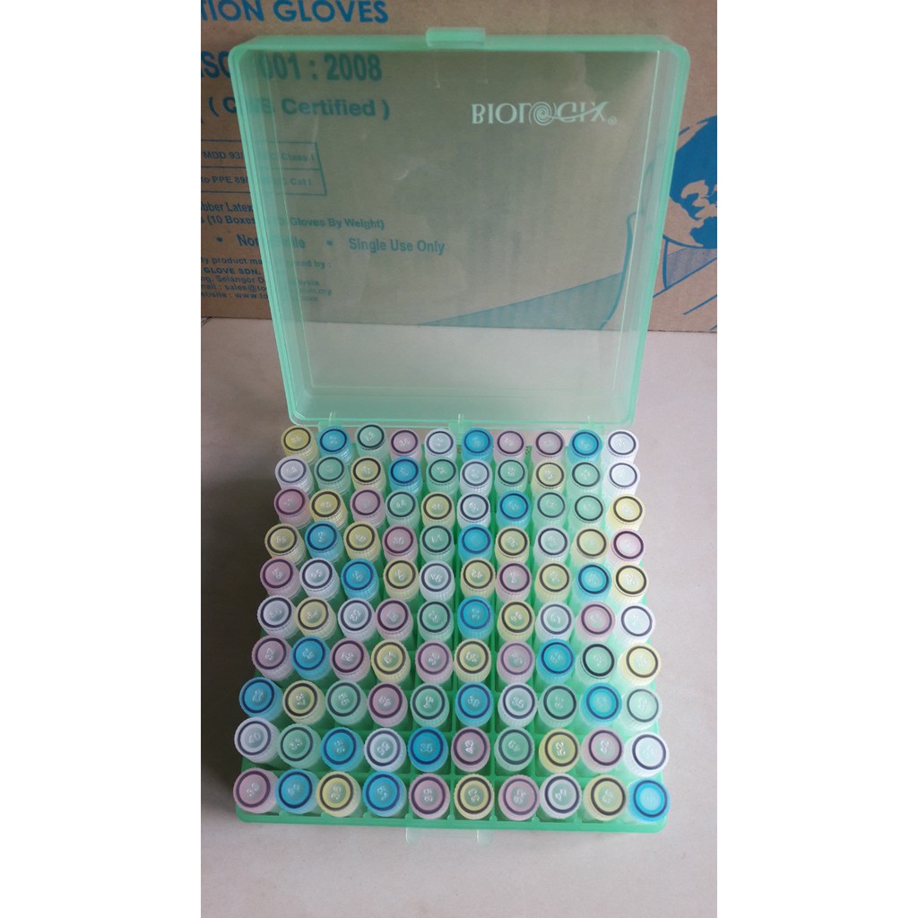 Combo 81 ốnng lưu mẫu nắp vặn Biologix 2.0ml + Hộp nhựa PP Biologix 81 vị trí