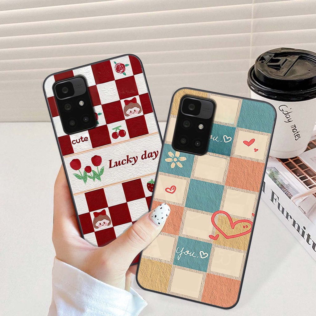 Ốp Xiaomi Redmi 10 caro trái tim cá tính, thời trang siêu đẹp, siêu phong cách