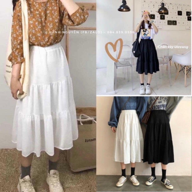 Chân váy tầng Ulzzang chất voan quảng châu kèm ảnh thật - Xưởng May Hạnh Hồng