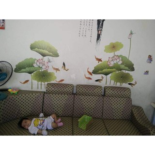 decal dán tường hoa sen
