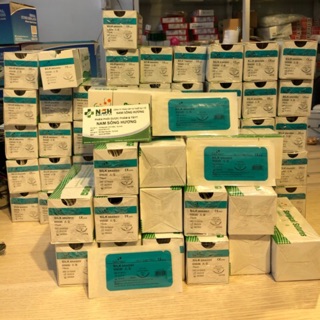 Combo 4 tép CHỈ PHẪU THUẬT KHÔNG TIÊU CHỈ LỤA, CHỈ KHÂU Y TẾ SILK, CHỈ THẨM MỸ GREETMED các size 1/0 2/0 3/0 4/0 5/0 6