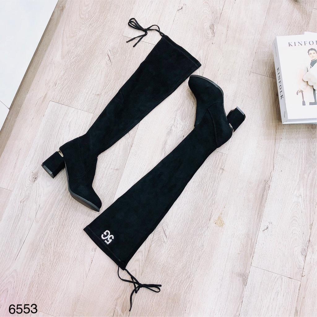 Boot Đùi CHIMOKA Cho Nữ Đế Vuông 7 Phân, Hàng Đẹp Siêu Hót Trend, Chữ 5G 6553