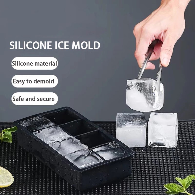 Khay Làm Đá Hình Vuông 4/6/8 Ngăn Bằng Silicone