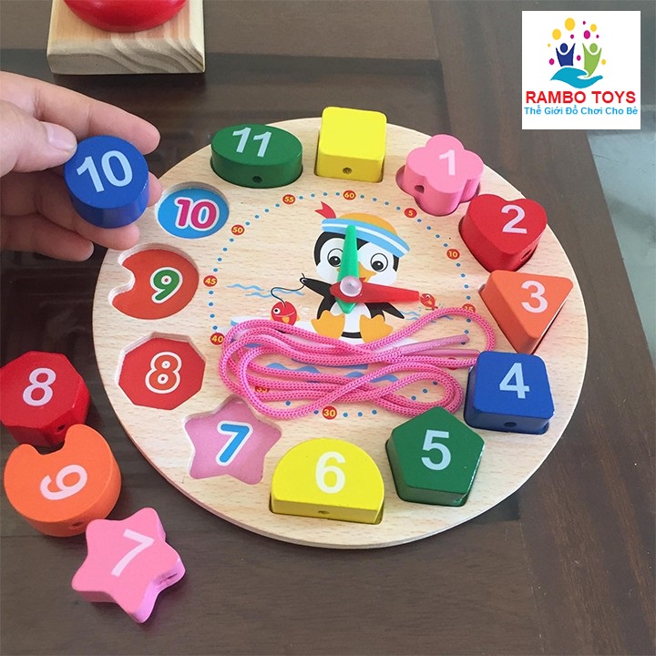 Combo đồ chơi thông minh Montessori 6 món bằng gỗ cho bé, đồ chơi gỗ an toàn cho bé RAMBO TOYS