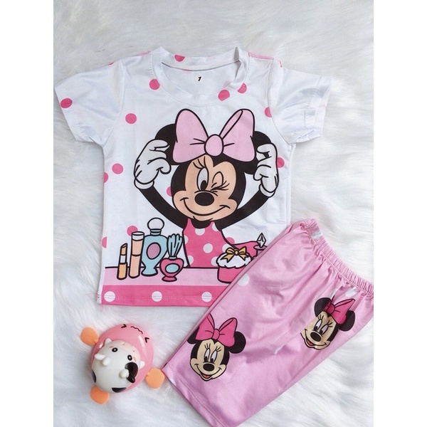 Bộ Ngố Thun Lạnh In 3D 💕LINA KIDS 💕 in 2 mặt trước sau hottrend siêu xinh đẹp cho bé gái size từ 8-19kg