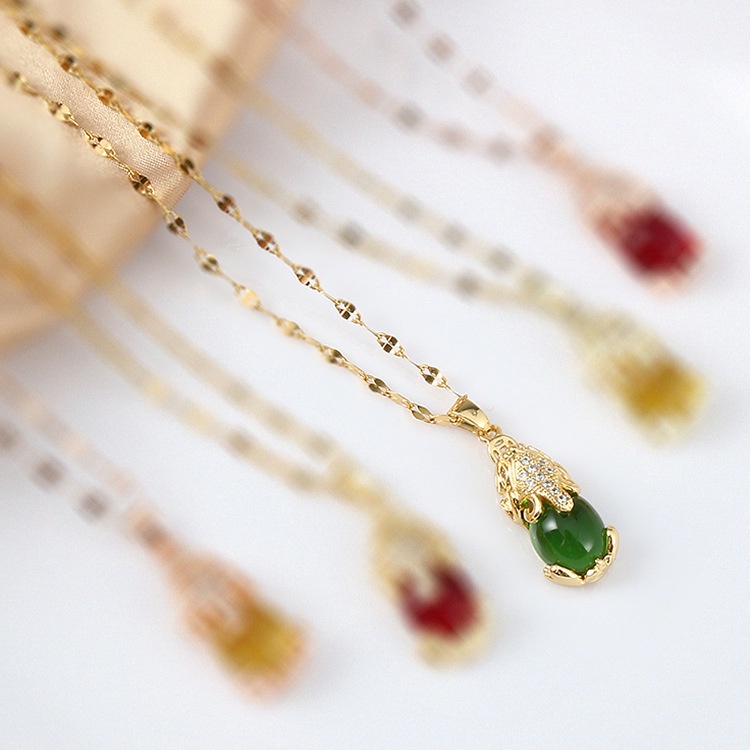 Vòng cổ Mặt Hình Pixiu Đính Kim Cương Giả Cao Cấp Thời Trang Dành Cho Nữ
