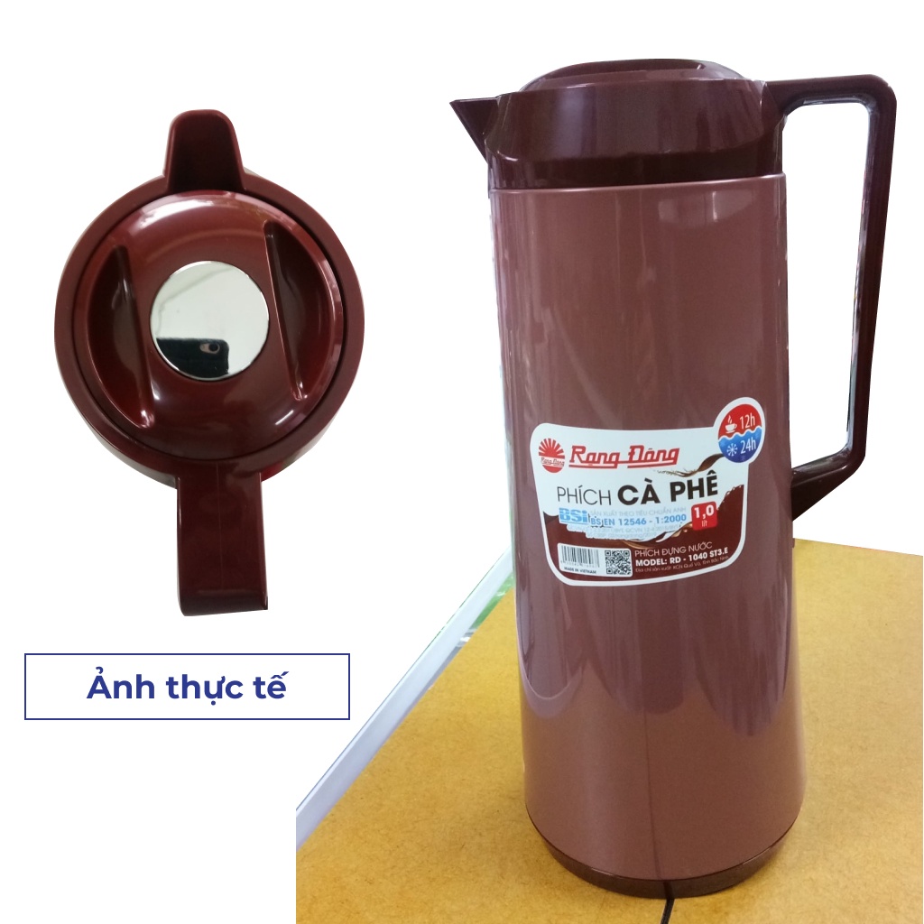 Phích nước Rạng Đông 1 lit inox cao cấp, Bình thuỷ mini giữ nhiệt, Model: RD 1040 ST3.E
