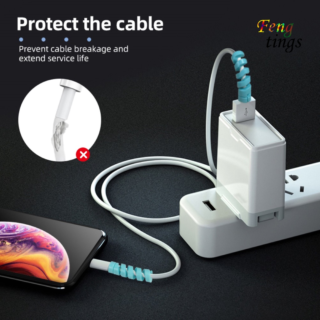 Set 12 phụ kiện bảo vệ dây cáp sạc bằng silicone chống mòn tiện dụng