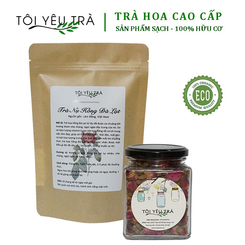 [Mã SKAMPUSH9 giảm 10% đơn 200K] Trà Hoa Hồng Tự Nhiên (túi zip 50gr hoặc lọ thủy tinh dễ thương)