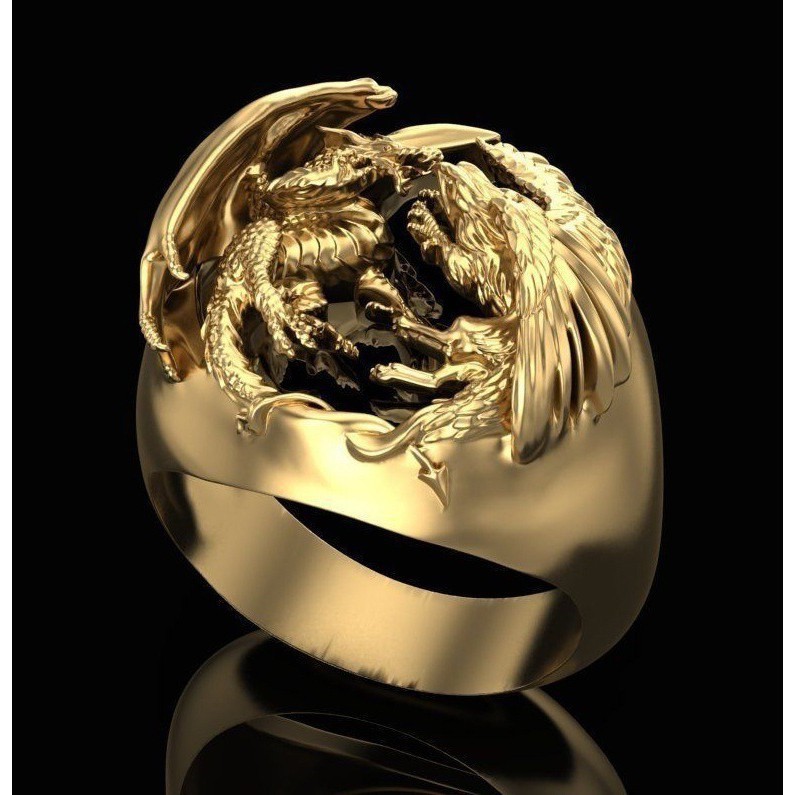 Nhẫn Rồng Vàng 24K Thời Trang Phong Cách Hip Hop Cho Nam