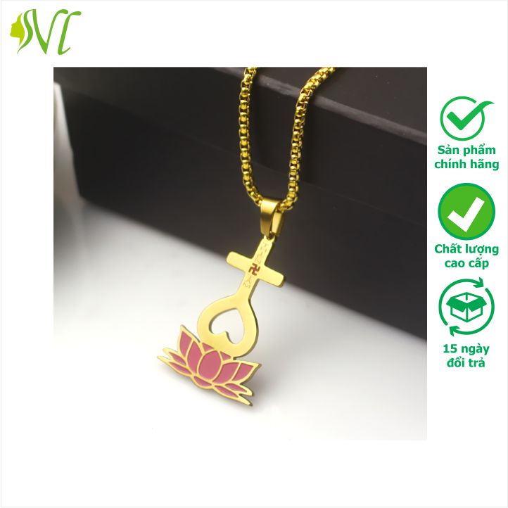 Dây chuyền thiên tâm đạo mạ vàng hồng Người Đẹp Vì Lụa không đen không gỉ xài nước tốt