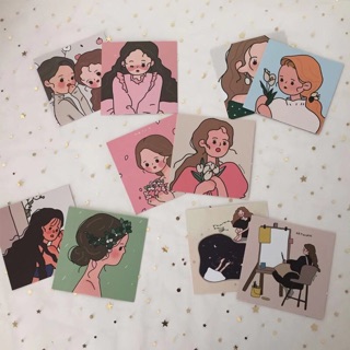 Set postcard tranh cô gái dễ thương