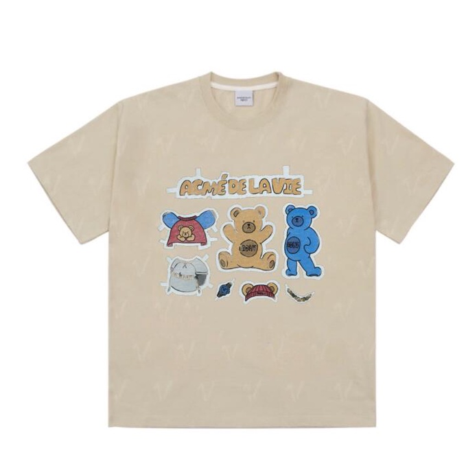 Áo thun cotton tay ngắn in hình gấu dễ thương thời trang unisex