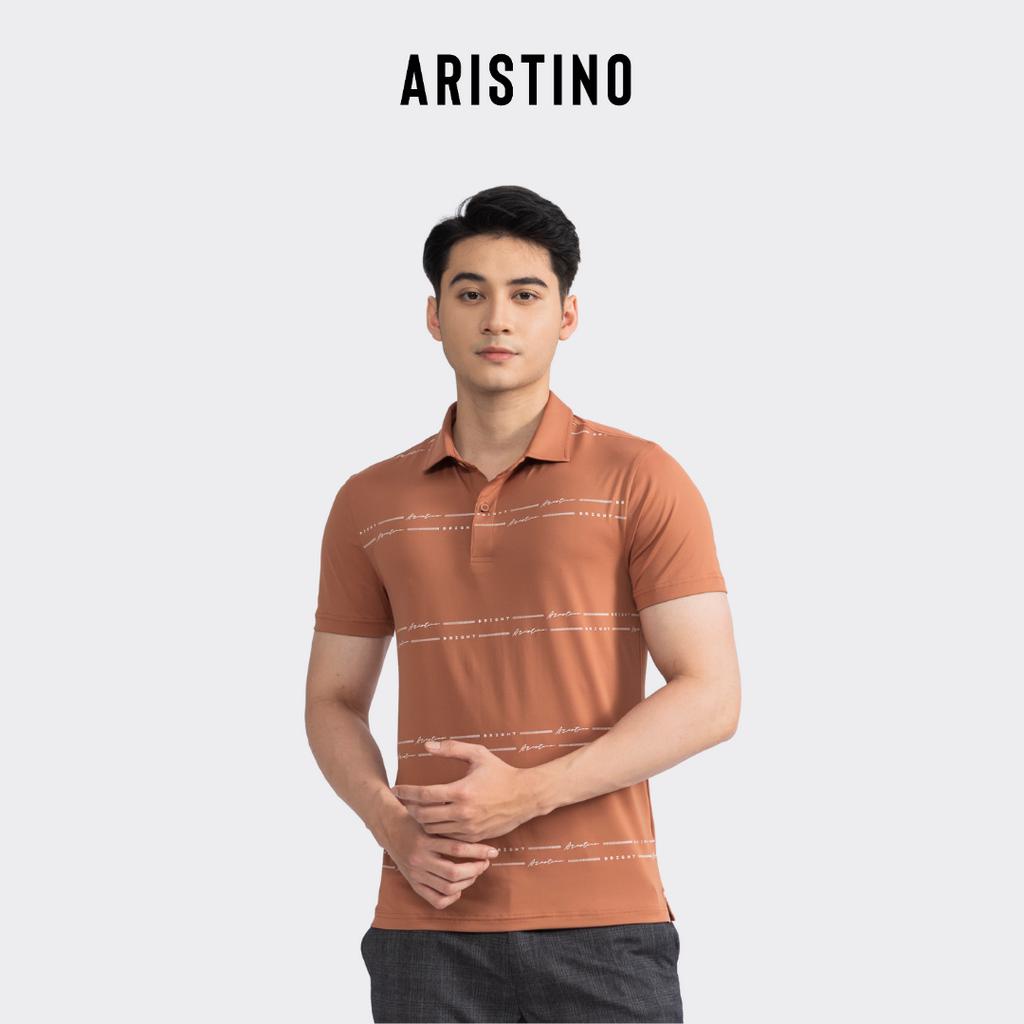 Áo polo ngắn tay ARISTINO họa tiết kẻ độc đáo, màu nâu thời thượng, lịch lãm - APS172S2