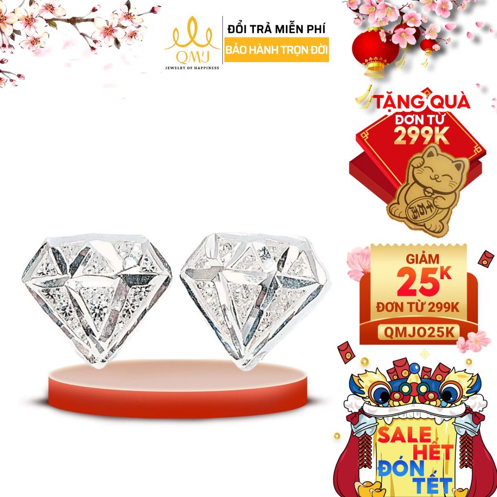 Bông tai QMJ Thiên kim 3D sang trọng bạc 925 cao cấp - Q028