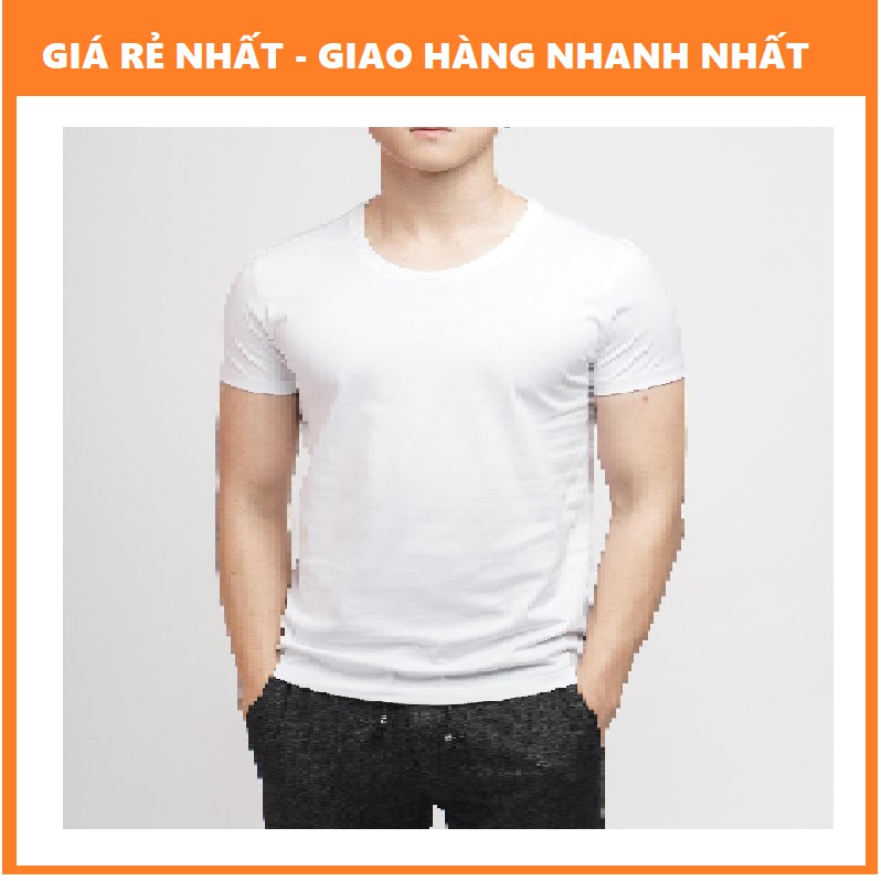 Áo Thun Nam Trắng Trơn vải mỏng, bao mát mẻ khi ngủ