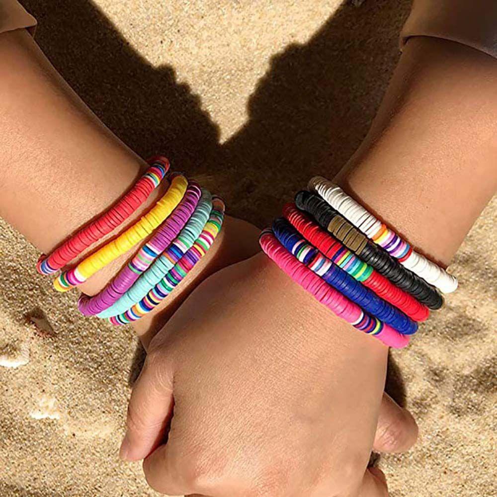Vòng Tay Đất Sét Co Giãn Nhiều Màu Phong Cách Bohemian Cổ Điển Dành Cho Nữ
