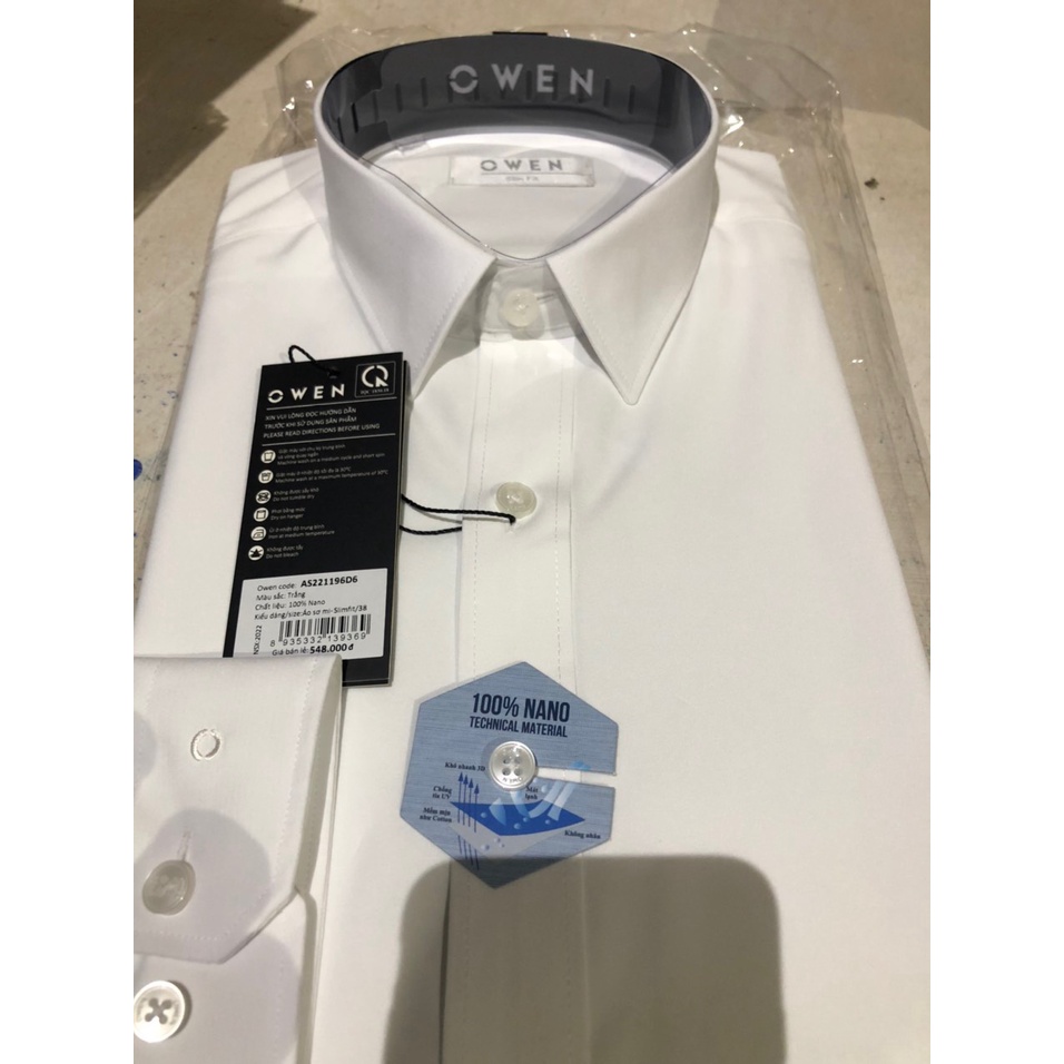 Owen - Áo sơ mi Owen dài tay trắng trơn vải nano/ cafe siêu nhẹ mềm mát dáng ôm không túi và dáng suông có túi