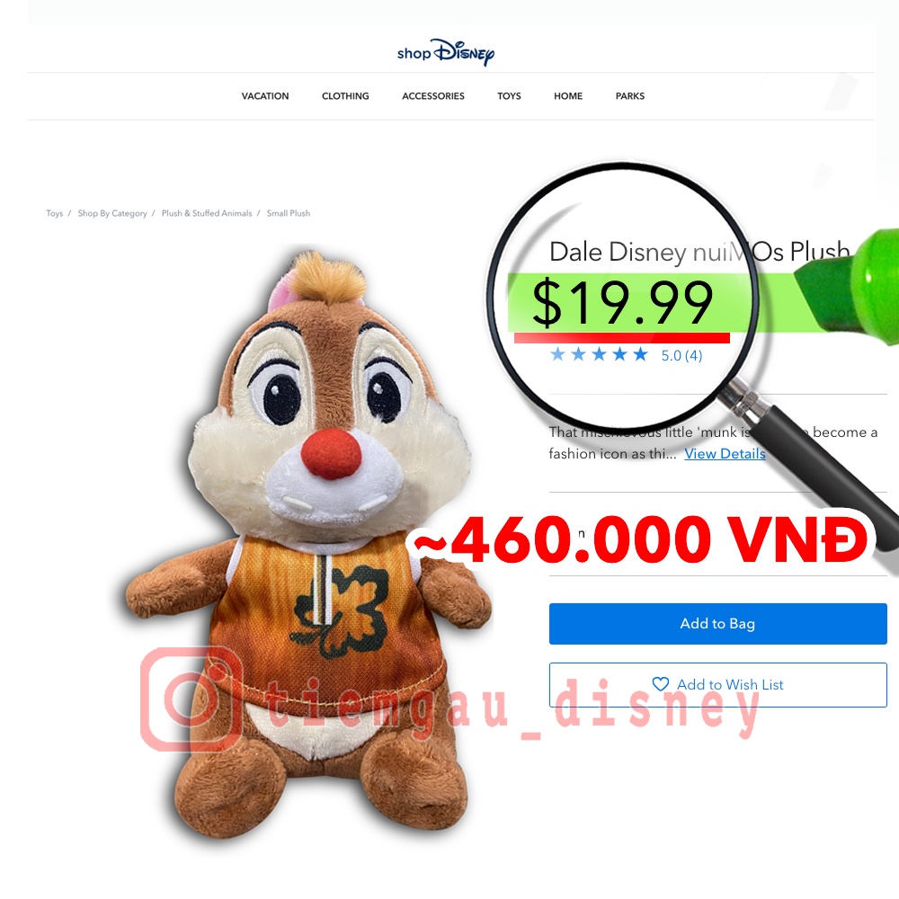 Gấu bông sóc Dale trong "Chip 'n Dale' cute đáng yêu- Disney Chính Hãng