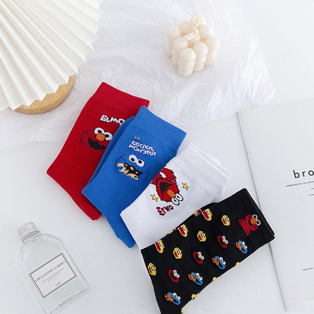 Vớ Cotton Màu Trơn Thoáng Khí In Họa Tiết Hoạt Hình Đáng Yêu Thời Trang Mùa Đông