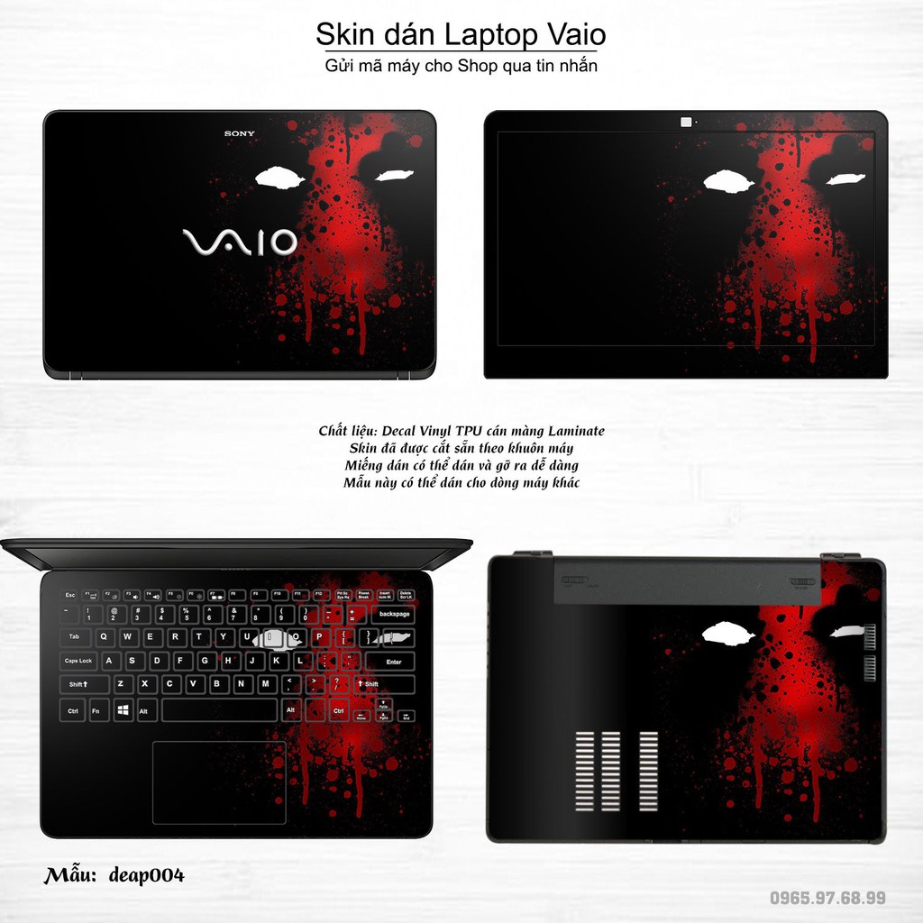 Skin dán Laptop Sony Vaio in hình Deadpool (inbox mã máy cho Shop)