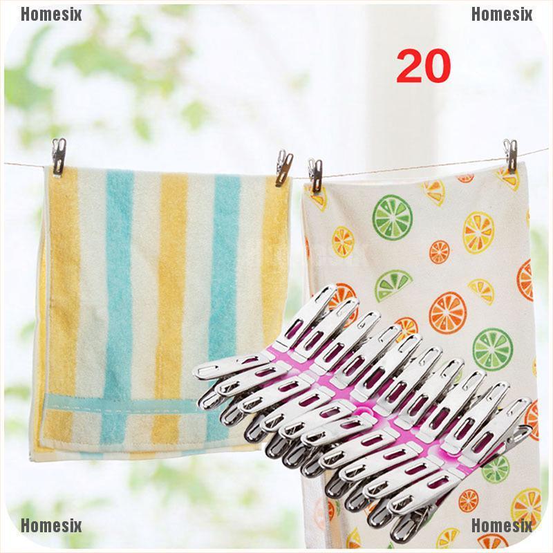 [zHMSI] 20Pcs Stainless Steel  Clothes Pegs Laundry Metal Clamps Metal Hanging Pins Clips TYU