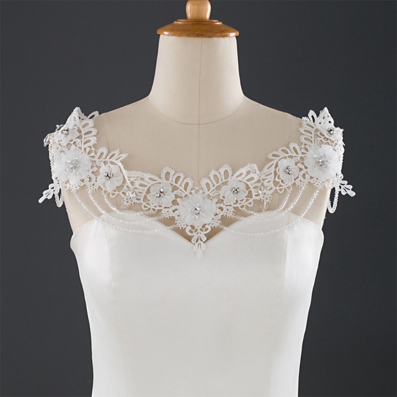 Vòng Cổ Ren Thêu Hoa Đính Hạt Pha Lê Sang Trọng Cho Cô Dâu