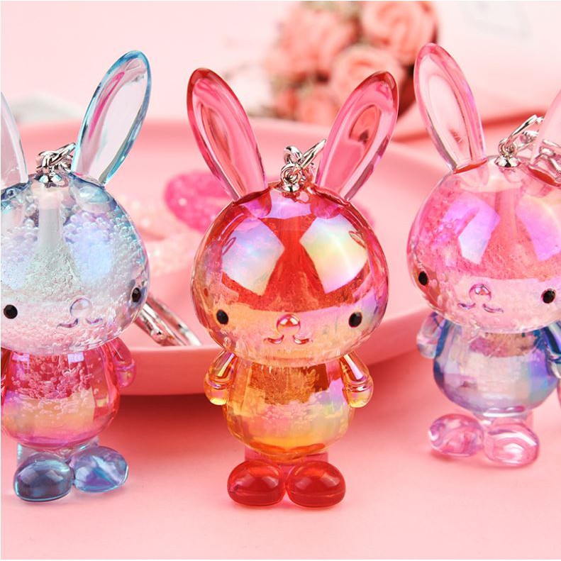 Móc khóa, móc túi Acrylic thỏ con trong suốt độc đáo cute dùng làm quà tặng, dây treo balo, túi xách, ví cầm tay - Rap