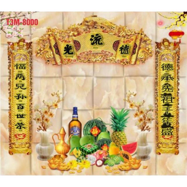 Tranh dán tường 3d trang trí phòng thờ