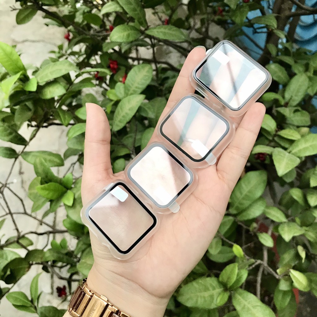 Ốp case Apple Watch nhựa cứng viền nhám full màn hình size 38 40 42 44mm