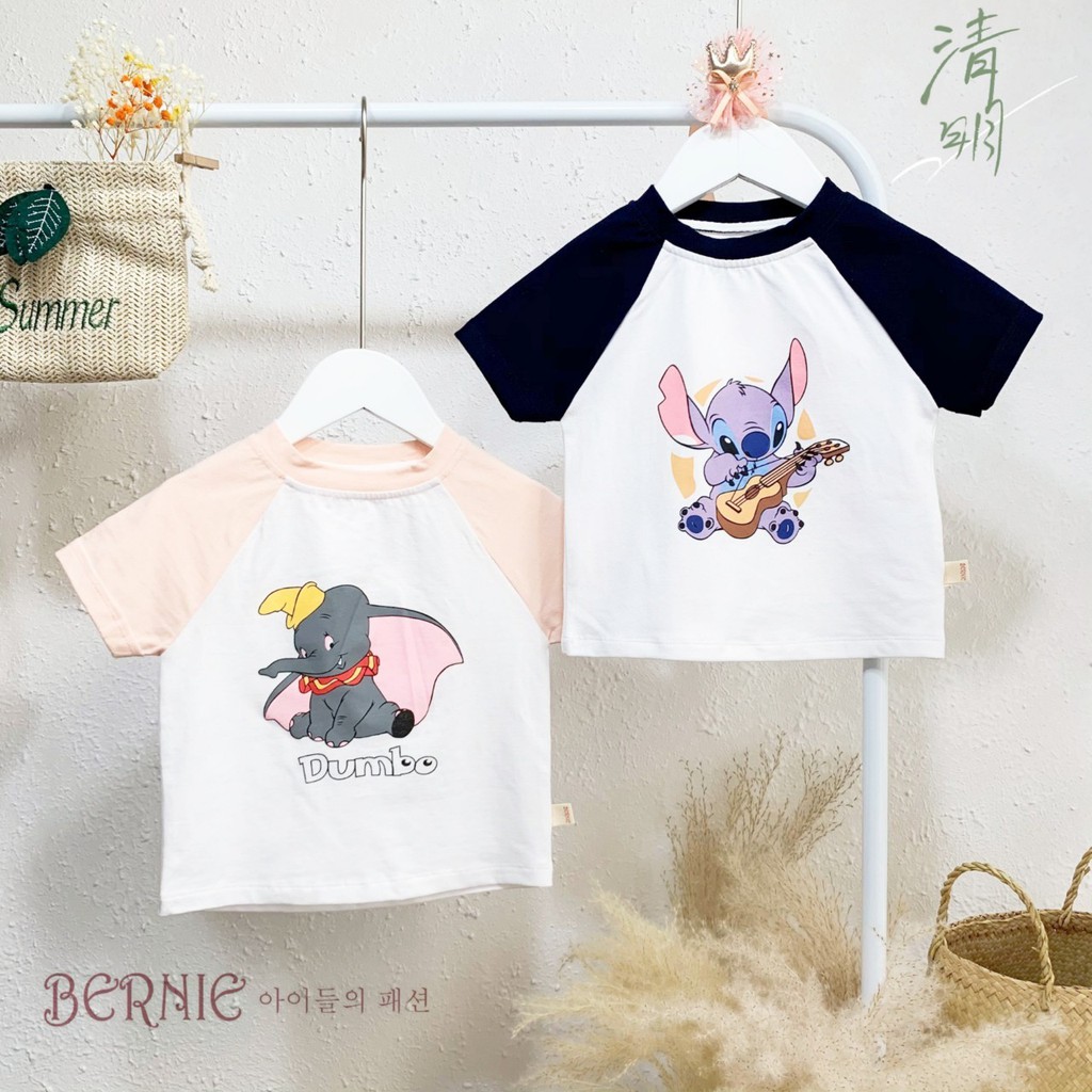 Áo phông cotton in hoạ tiết hoạt hình, áo thun unisex cho bé