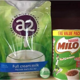 COMBO SỮA A2 NGUYÊN KEM 1KG VÀ SỮA MILO 1KG NHẬP ÚC
