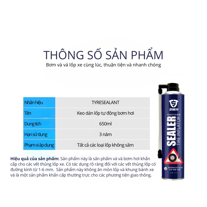 Bơm Lốp Xe  Tđx Tự Động 200ml - 450ml