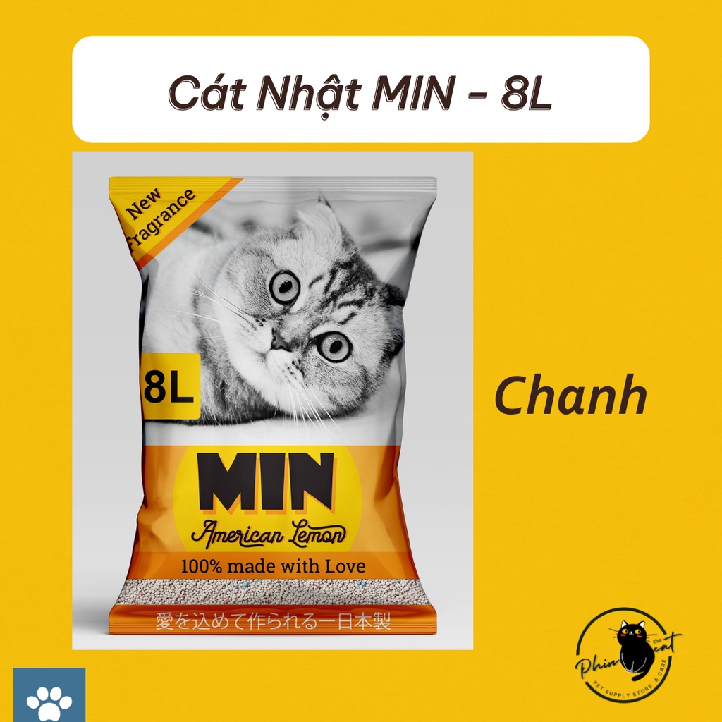 [Tân Phú] Cát vệ sinh cho mèo MIN 8L vón cục tốt, thấm hút kháng khuẩn cao | phinthecat