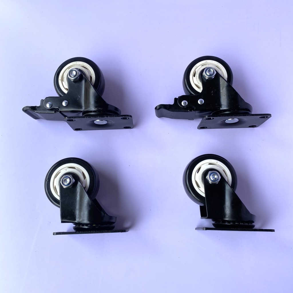 Bánh xe đẩy hàng xoay 360 độ, có phanh chống trượt loại 7,5 cm