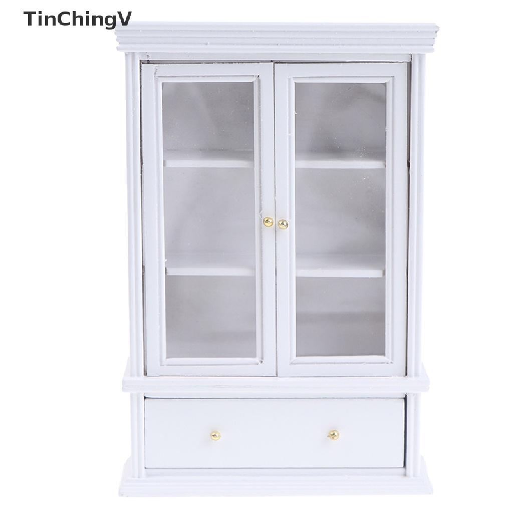 Mô Hình Tủ Gỗ Màu Trắng Trang Trí Nhà Búp Bê Tỉ Lệ 1: 12