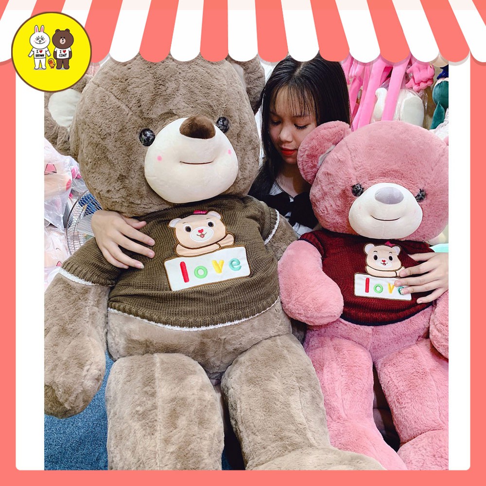 Gấu bông Teddy love 2 màu size 90cm-1m1 - Đồ chơi quà tặng Hot Trend - Xưởng gấu bông Việt Nam