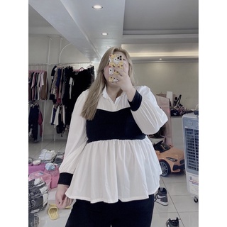 Áo sơ mi phối 2 màu bigsize 60-100kg