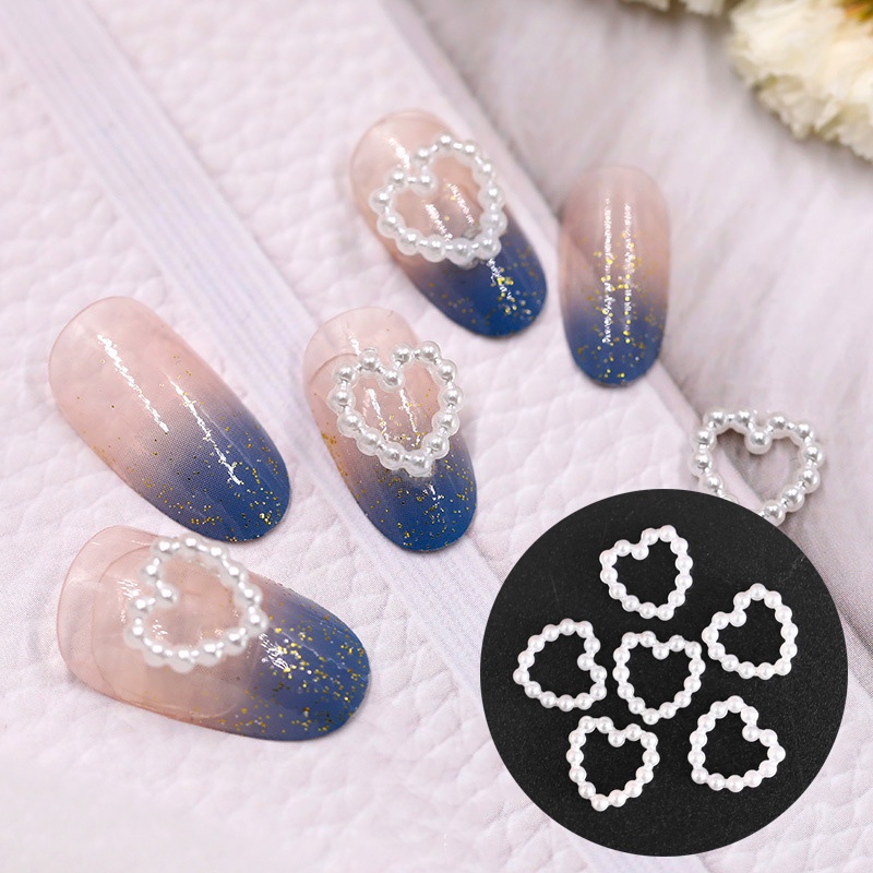 Túi 10 Hạt Ngọc Trai Giả Hình Trái Tim Trang Trí Móng Tay