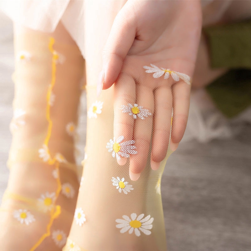 Đôi Vớ LướI Xuyên ThấU HọA TiếT Hoa CúC ThờI Trang Cho Nữ