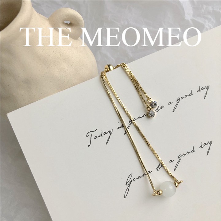 [FREESHIP] Vòng tay nữ, lắc tay gold bar có viên ngọc lấp lánh phiên bản Hàn Quốc -The Meomeo 𝟎𝟐