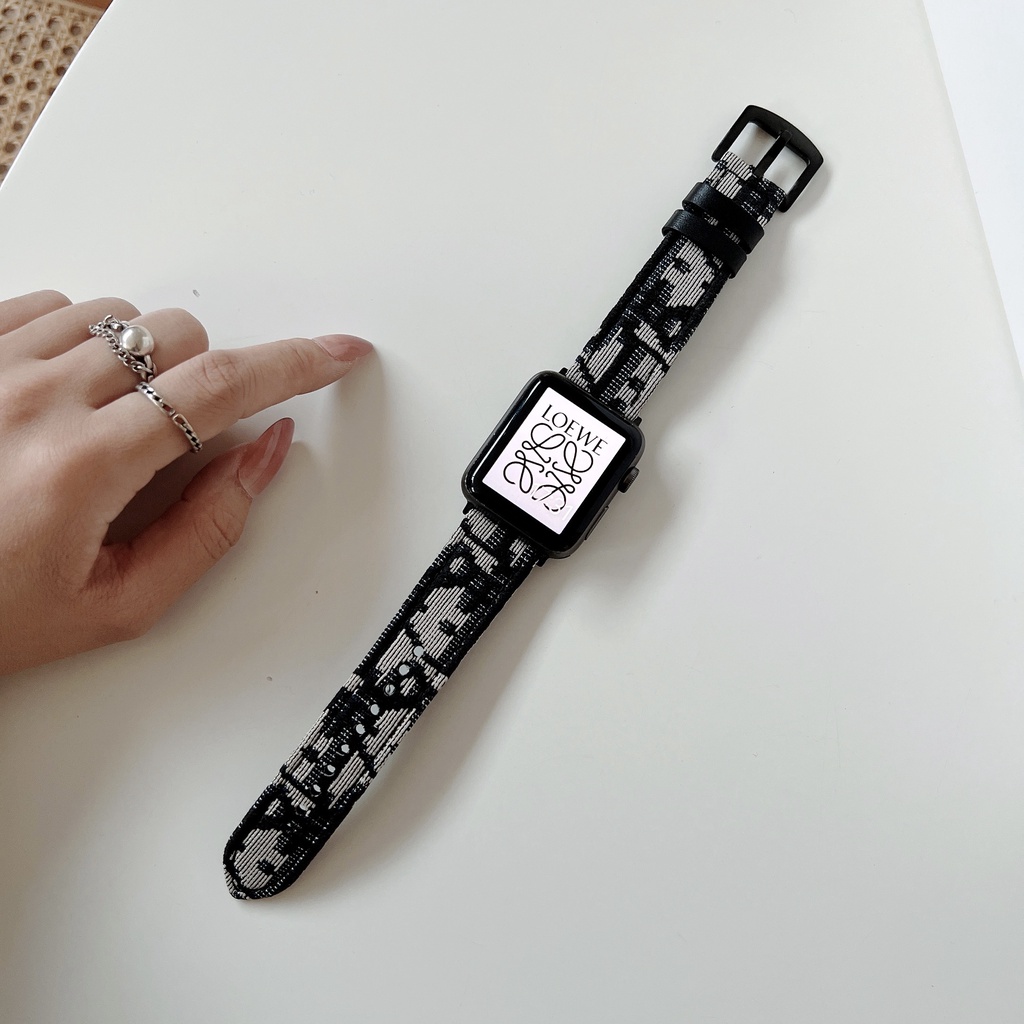 Dây Đeo Da Thời Trang Thêu Họa Tiết Cho Đồng Hồ Thông Minh iwatch serise 7 6 SE 5 4 3 2 1 iwatch 41mm 45mm 40mm 44mm 42mm 38mm