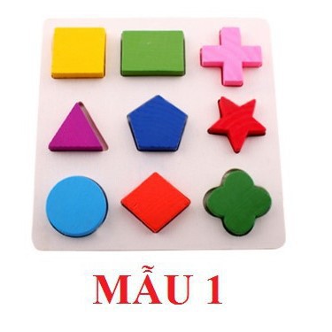 Đồ chơi xếp hình bằng gỗ, combo 3 bảng ghép hình học, Giáo cụ montessori dochoigo.vn